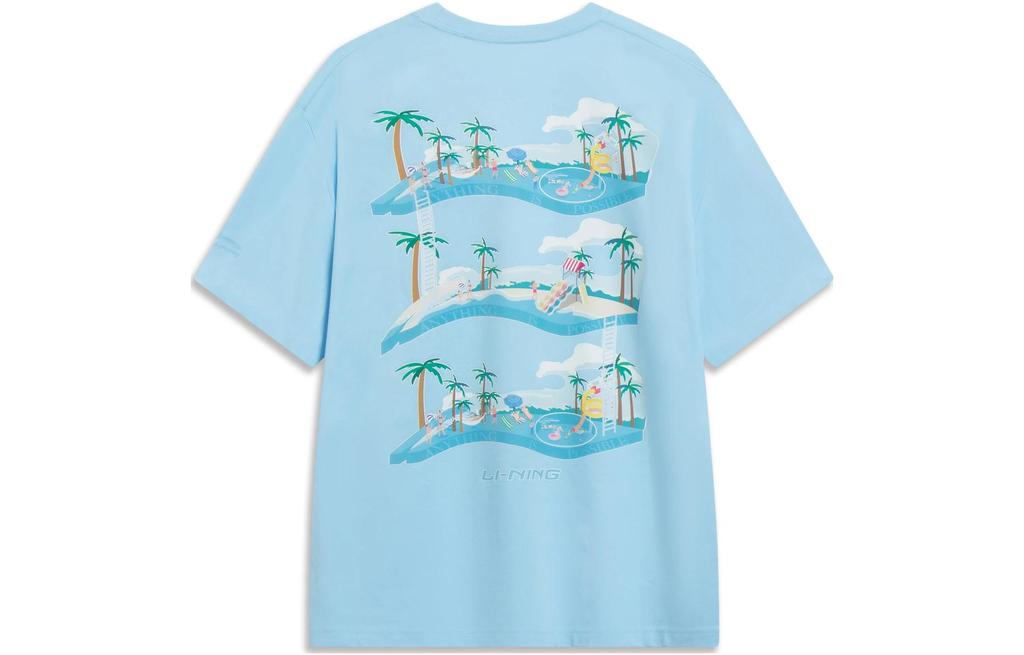 Men's T-Shirt Li-Ning Li Ning Sports Trendy Collection T Shirt Unisex Ice Refreshing Blue