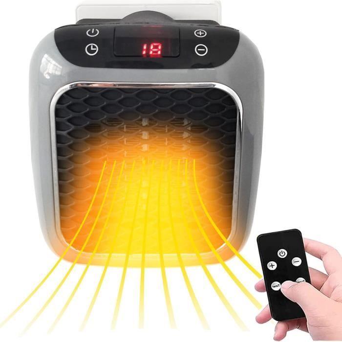 800W Mur Gris Mini Ventilateur Radiateur Portable Chauffage Électrique Avec Thermostat Réglable Affichage Led Télécommande Ch[N3675]