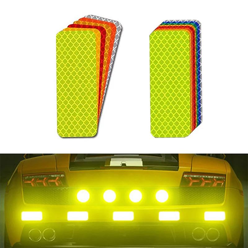 10 piezas/juego de pegatinas reflectantes para parachoques de coche, cinta de advertencia reflectante, pegatinas reflectoras seguras, calcomanías, accesorios de estilo automático