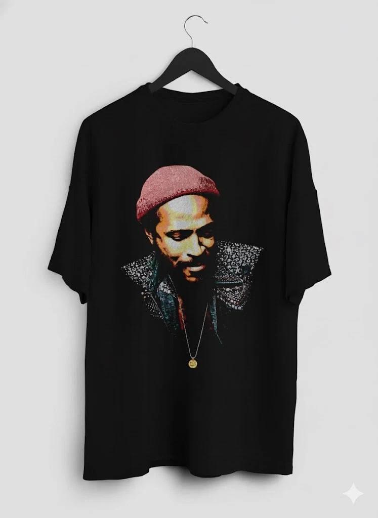 Unisex Adult Casual Music Marvin Gaye Portrait Graphic T-Shirt Soul... S