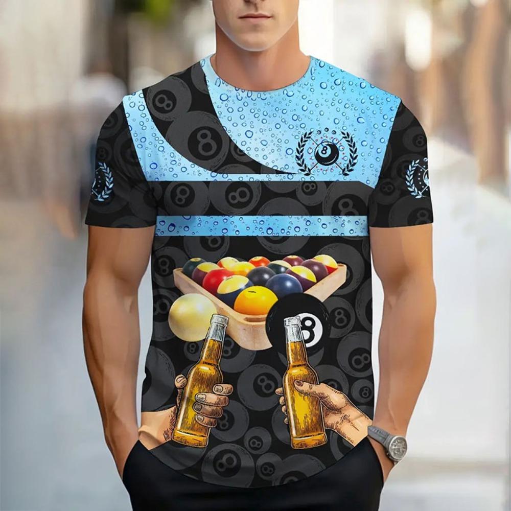 Summer New Men's T-shirt Fashion Simple Gradient Printing Short-sleeved Tops Men's Breathable Round Neck Short-sleeved Clothing