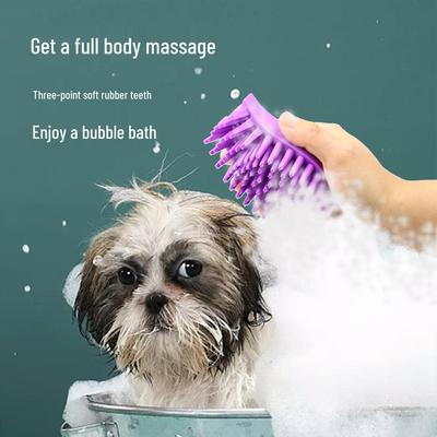 Dual-Use Rubber Massage Pet Bath Brush for Cats & Dogs