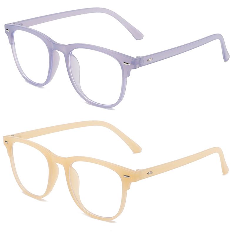 2Pcs Unisex Square Plastic Frame Trendy Anti-Blue Light Clear Glasses For Back To School Clothing Accessories.