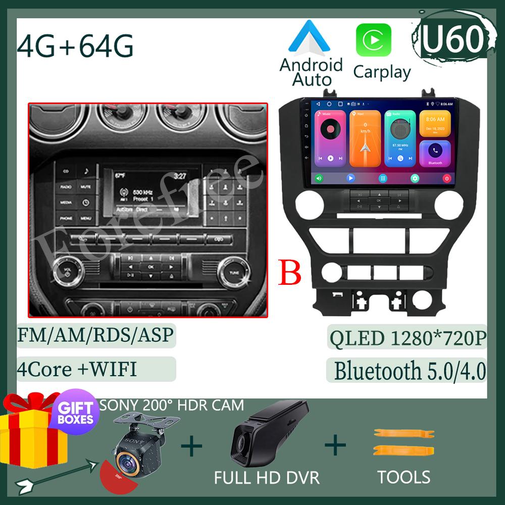 Android 14 For Ford Mustang 6 VI S550 2014 - 2025 Car Radio Multimedia Video Player Stereo Carplay Navigation GPS WIFI QLED DVD