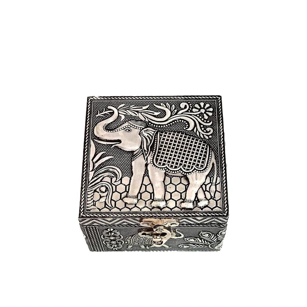 Metal Return Gifts, Storage Box With Elephant Design, Jewellery Organizer For Women, Jewelry Box, Return Gifts, Multicolor