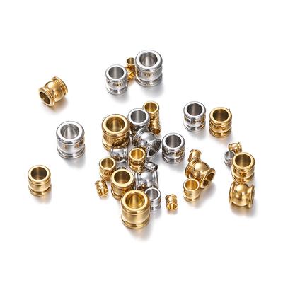 10Pcs Stainless Steel Big Holes Spacer Beads 4-10mm Charm Loose Bead for Jewelry Making DIY Bracelets Necklace Jewelry Making