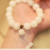 Fashionable Commuting Milky White Crystal Bracelet, Natural White Jade Bodhi Bead Finger Wrap Bracelet, Handheld Bodhi Bead Bracelet