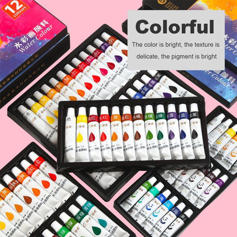 12/24 Colors Watercolor Paint Set Professional 5ml Tubes High Transparency for Artist Students Painting Beginners Art Supplies