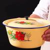 Enamel Mixing Bowl with Lid Retro Vintage Enamel Bowl Vegetable Container Pot Enamel Ware Enamels Soup Basin Container for Rice