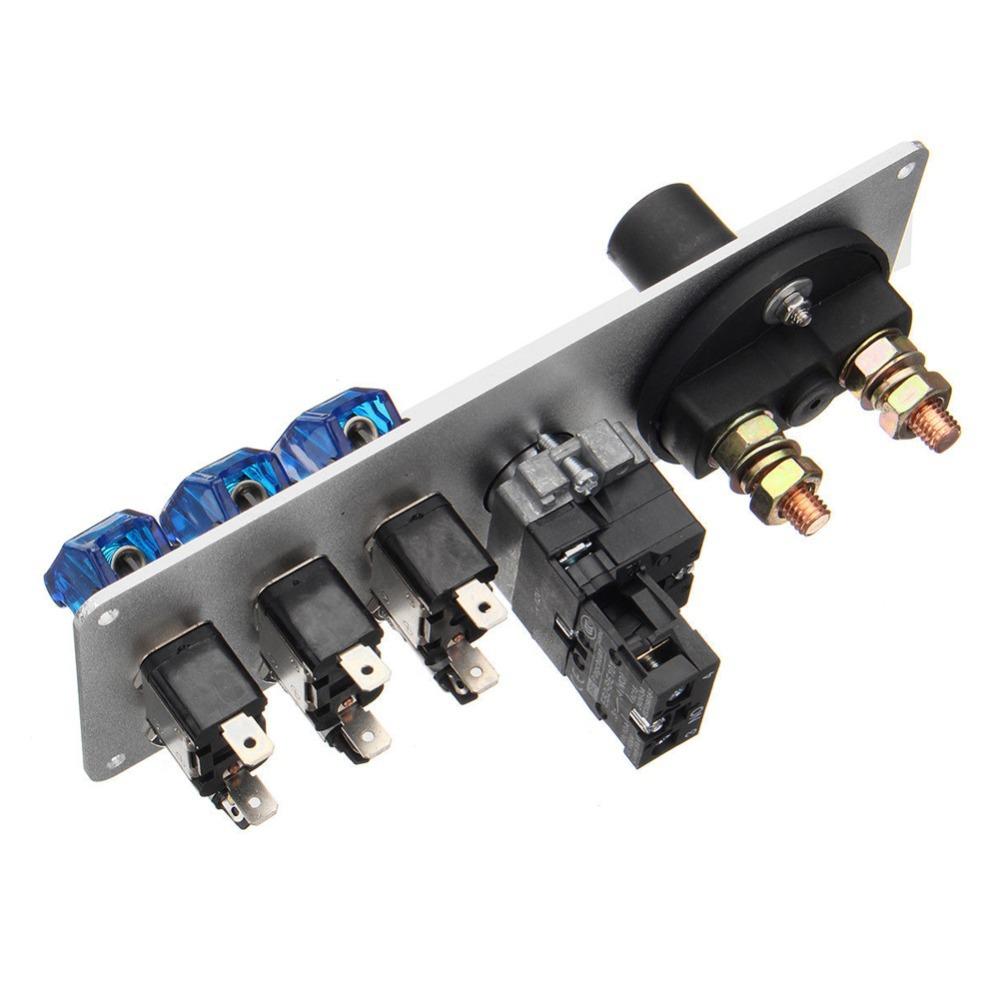 12V Racing Car Engine Start Button Panel, with Ignition switch, Start/Stop Button and LED switch