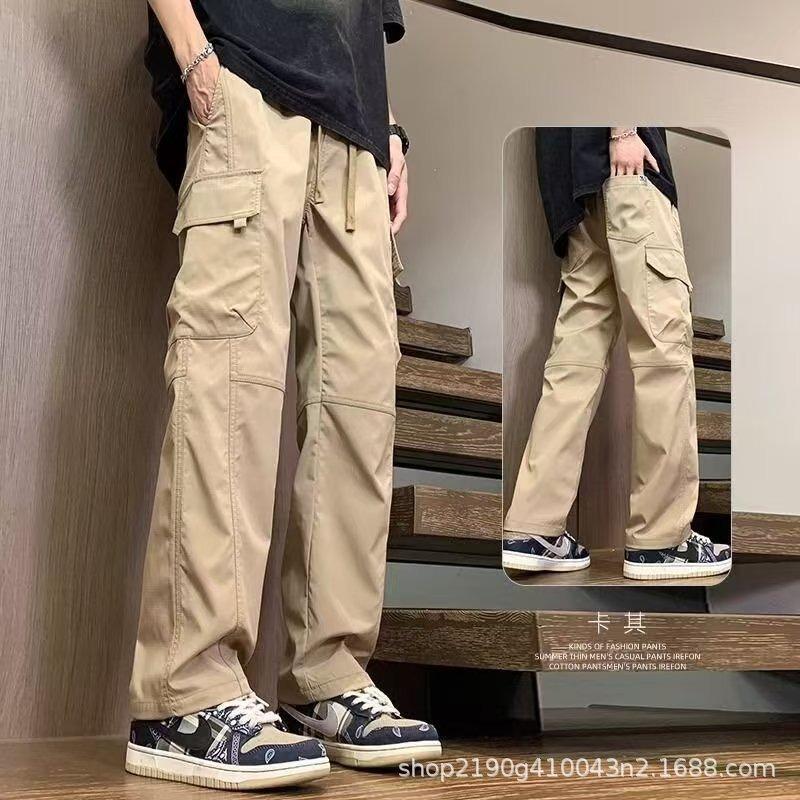 Men's Clothing Overalls Boys New Style Youth Casual Pants Summer Thin Straight Hot Style