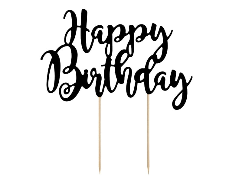 Topper Na Tort Happy Birthday - Czarny