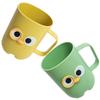 Cartoon Toothbrush Holder Cups, 2pcs Plastic Bathroom Accessories with Smooth Surface, Cute Travel Tumblers for Easy Grip, Yellow and Green