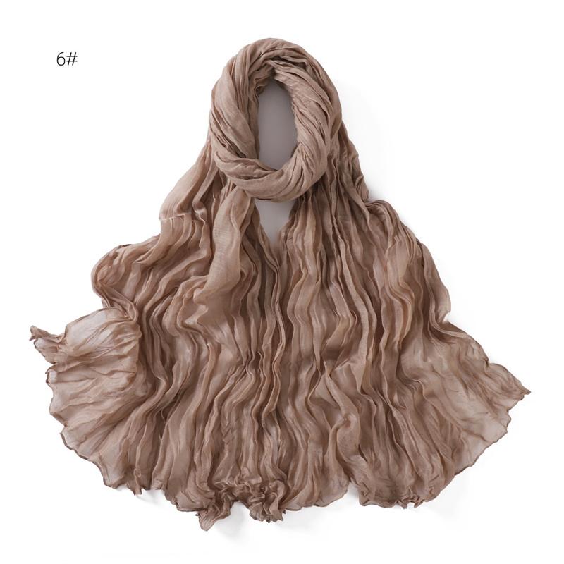 85 * 180cm Wrinkled Cotton And Line Designer Scarf Head Hijab Wrap Women Shawls Femme Lady Headband Muslim Hijabs Ramadan