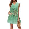 Women's Casual Fashion Breathable V-neck Vest With Pockets Floral Holiday Dress