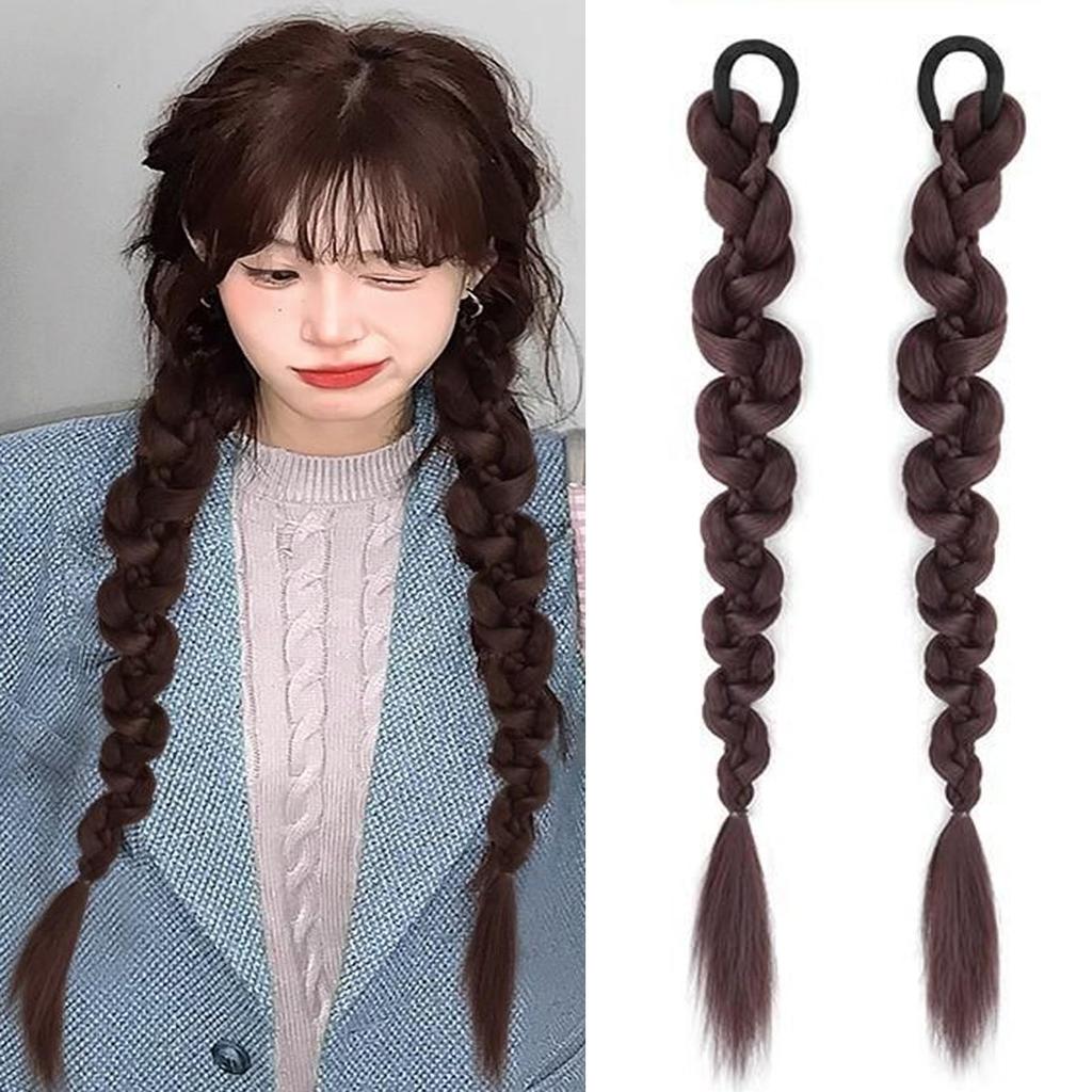 HAPVITAL Hair Braided Dance Ponytail Twin Braided Hair Birthday Kids Extensions, Wig, Extensions, 50cm, Wig, Tail, Extensions, Extensions, Costume,