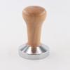Electroplated Coffee Tamper with Flat Bottom and Beech Wood Handle, 51/53/58mm Threaded Base for Espresso Machines