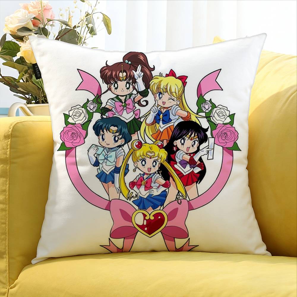 Cute girls SSailors MMoones World Various Sizes Square Pillow Case For Car Home Bedchamber Decor