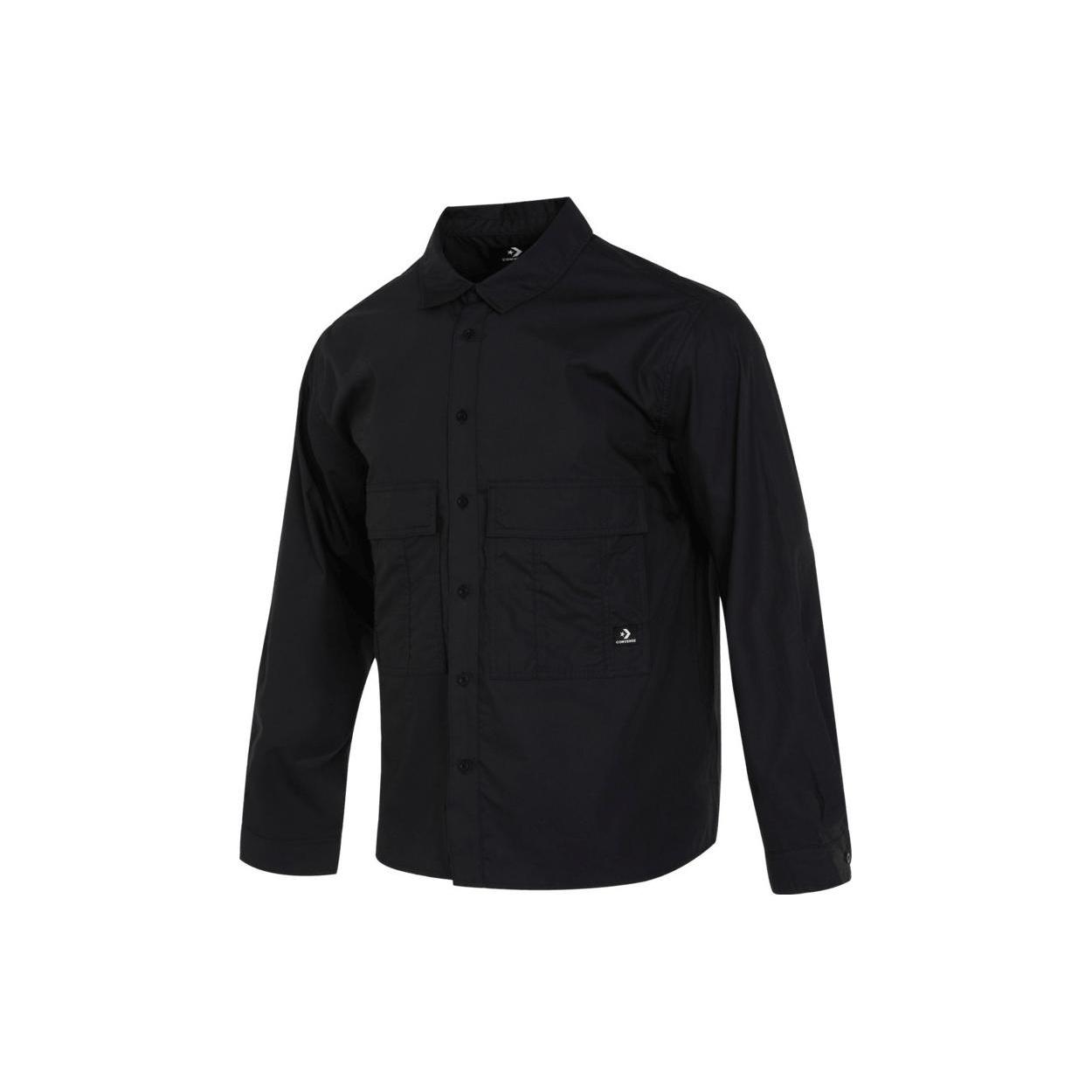 Converse Seasonal Woven Long Sleeve Shirt Asia Sizing Black Men s 10025284-A01 S