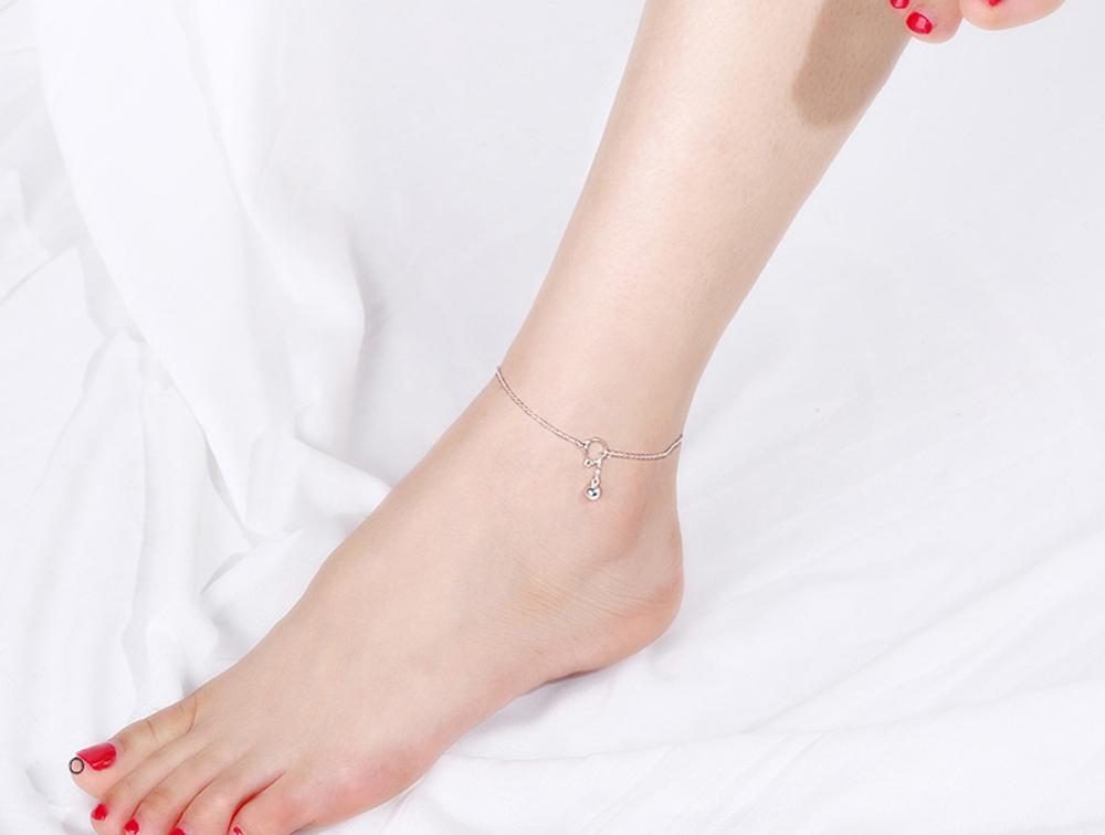 100% 925 srebro śliczne słodkie kotek Bell obrączki kobieta i dziewczyna prosty łańcuszek plażowy biżuteria na prezent