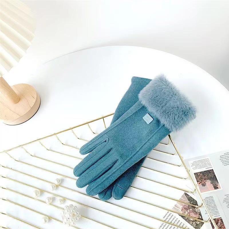 Women's Winter Cycling Touchscreen Gloves - Korean Style, Velvet, Thickened, Cold & Windproof