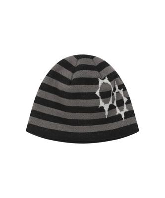 Lujeoseukeulleob Symbol Logo Striped Beanie Black