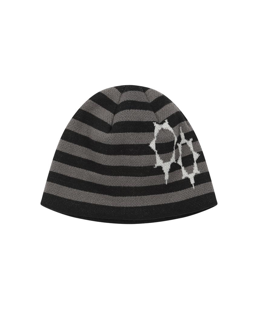 Lujeoseukeulleob Symbol Logo Striped Beanie Black