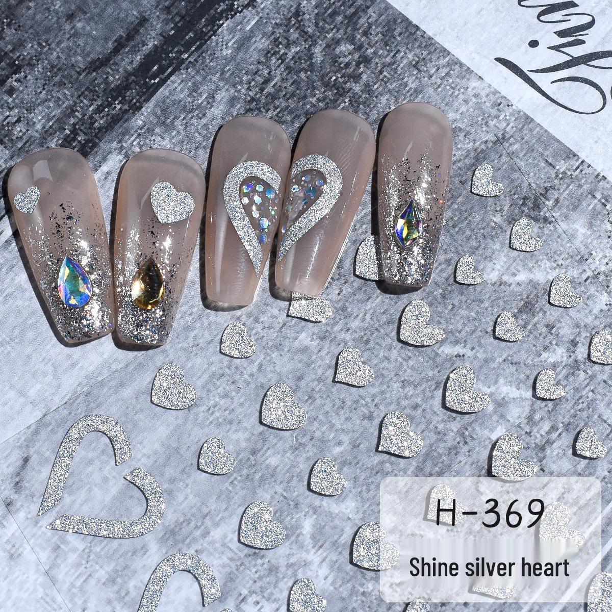 Rhinestone Nail Stickers: Shiny Silver Love, Heart, Star, Starburst, Butterfly, Snowflake Designs - Luxury Embossed Nail Art