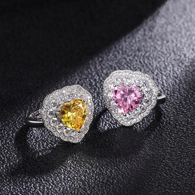 Schmuck Temperament Damen Schmuck Ring, Imitation Rosa Diamant Gelber Diamant Liebesring 10 * 10
