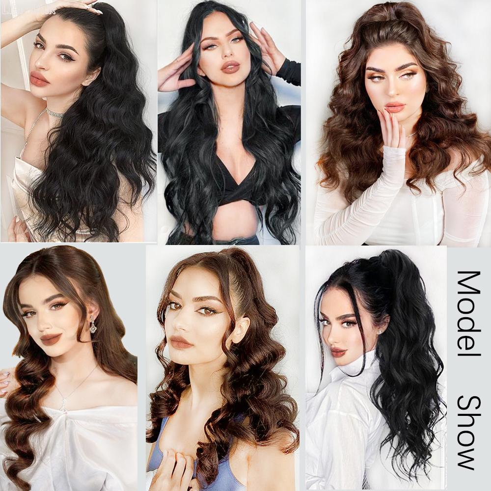 MERISIHAIR Synthetic Ponytail Extension Claw Curly Wavy Clip In Hairpiece Ponytail Hair Extensions Long Pony Tail For Women