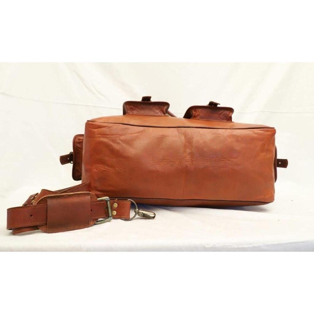 Men's Overnight Real Bag Leather Goat Travel Luggage Vintage Gym Genuine Duffle