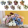 Silk Petals Rose Artificial Flower 5 Heads Faux Flower Simulation Rose Flower  Party Supplies