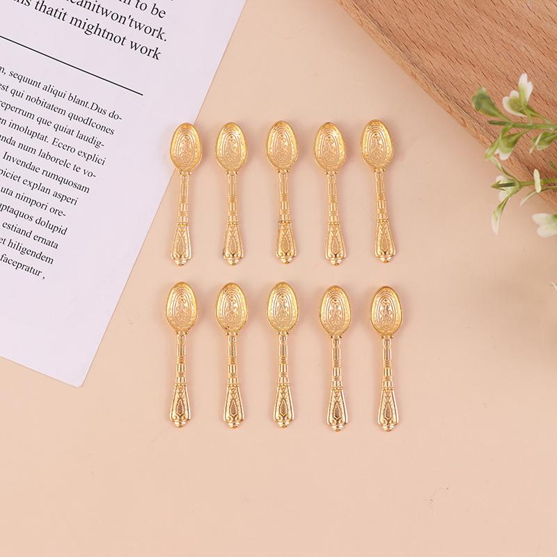 

10 шт./набор винтажных мини-столовых приборов, ложек, миниатюрных кукольных домиков, столовых приборов, детской игрушки, декора кукольного домика светло-желтого