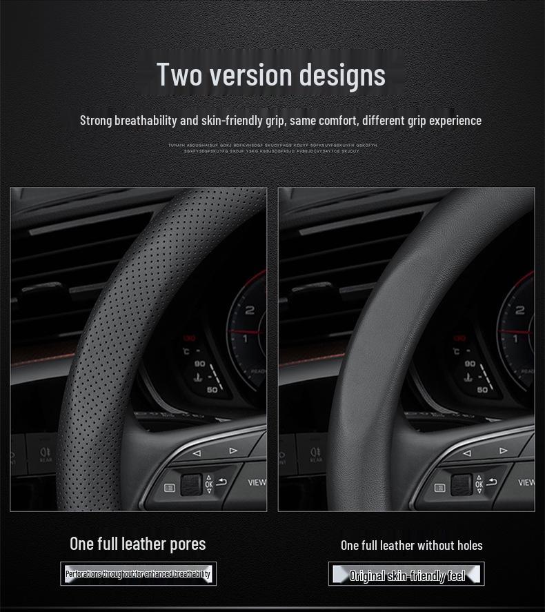 Genuine Leather Steering Wheel Cover for Baojun Models 730, 630, 510, 560, 610, 310w, 530 - All Seasons.