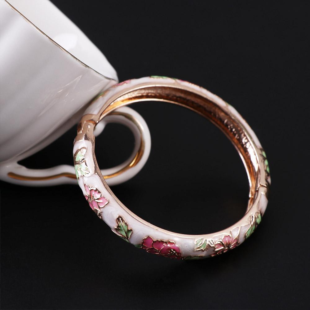 Peony Filigree Cloisonne Handicraft Gifts For Women Girl Accessories Jewelry Bangles Bracelet