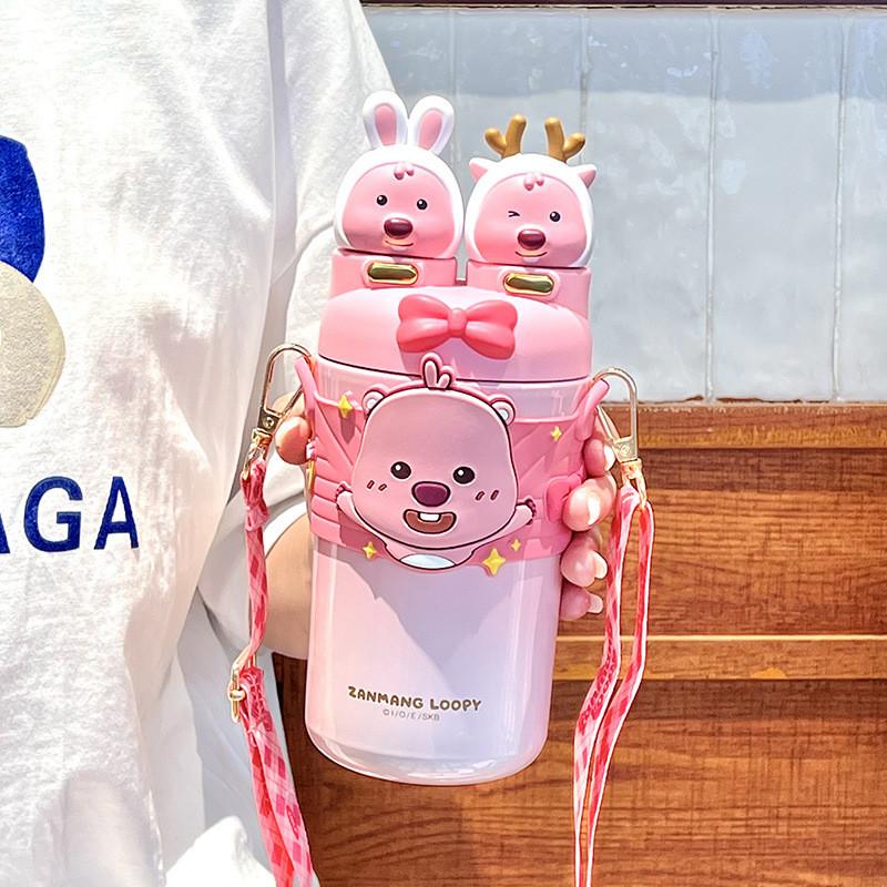 Loppy Insulated Water Bottle For Girls With Stainless Steel And Leakproof Lock For Kids And School Use