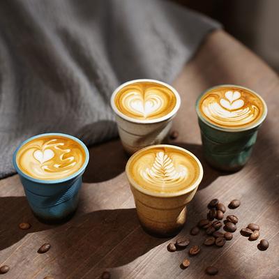 Irregular Espresso Coffee Cup Antique Ceramic Tea Cup Creative Pleated Cup Kitchen Tools