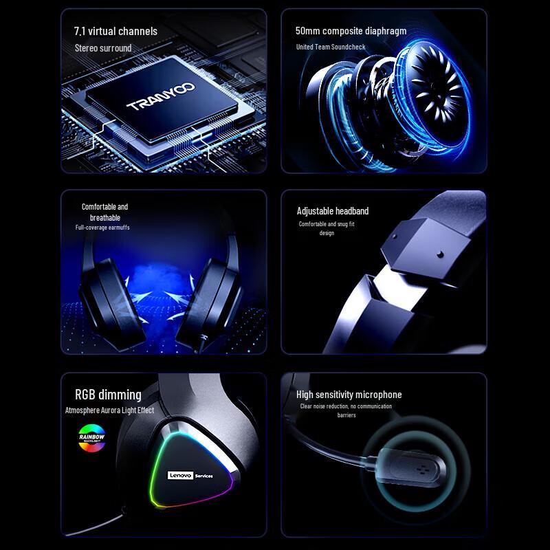 ThinkPlus Lenovo E07 7.1 Surround Sound Gaming Headset