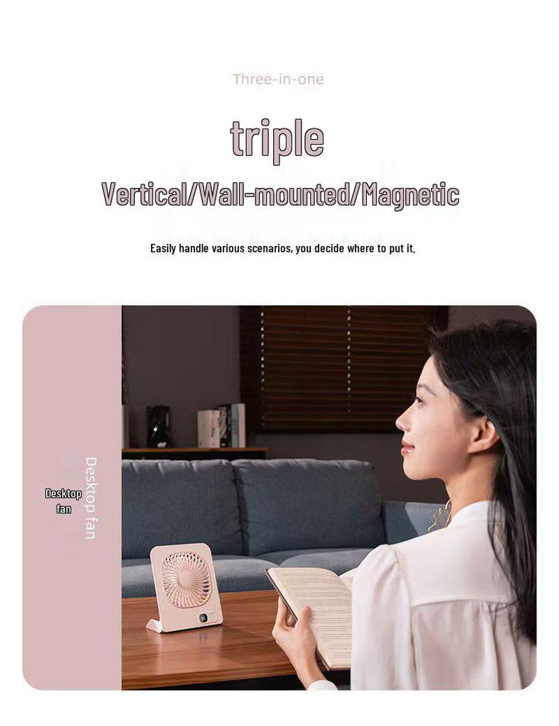 Ultra-thin Magnetic Folding Desktop Fan with USB Charging & Silent Strong Wind