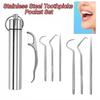 3/7pcs Reusable Toothpicks Pocket Set Stainless Steel Portable Teeth Cleaner  for Tooth Oral Clean