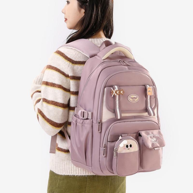 Lightweight High School Girls Schoolbag High Capacity Waterproof Wear-resistant Oxford Primary Junior High School Student Grades 3-9 Teenager Backpack