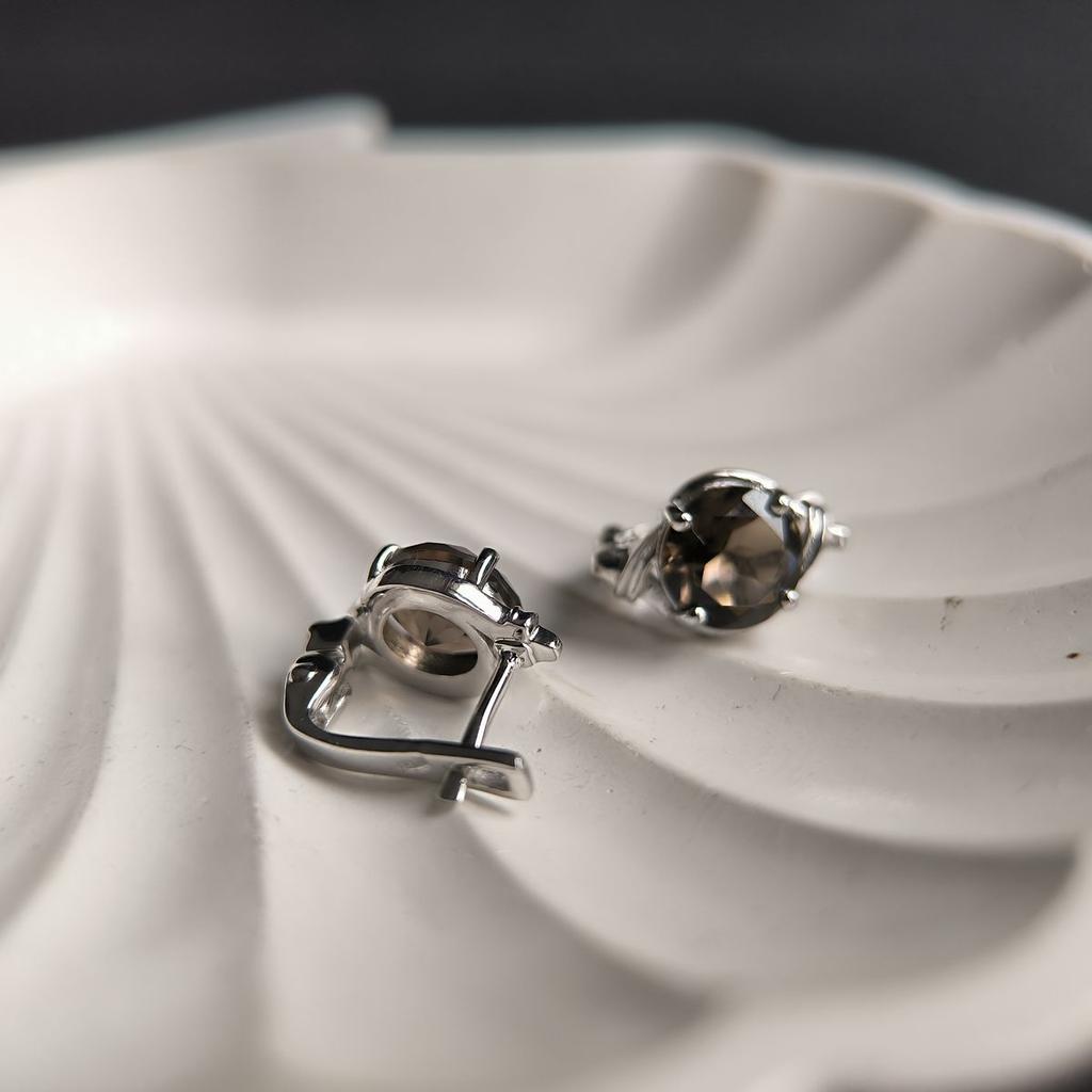 Cercei din argint cu rauchtopaz natural (cuarț fumuriu) 3,467 ct (2180586)