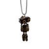Wood Block Robot Pendant Necklace Adjustable Length Punk Neckchain Stylish Leather Cord Accessory Fade Resistant Chokers
