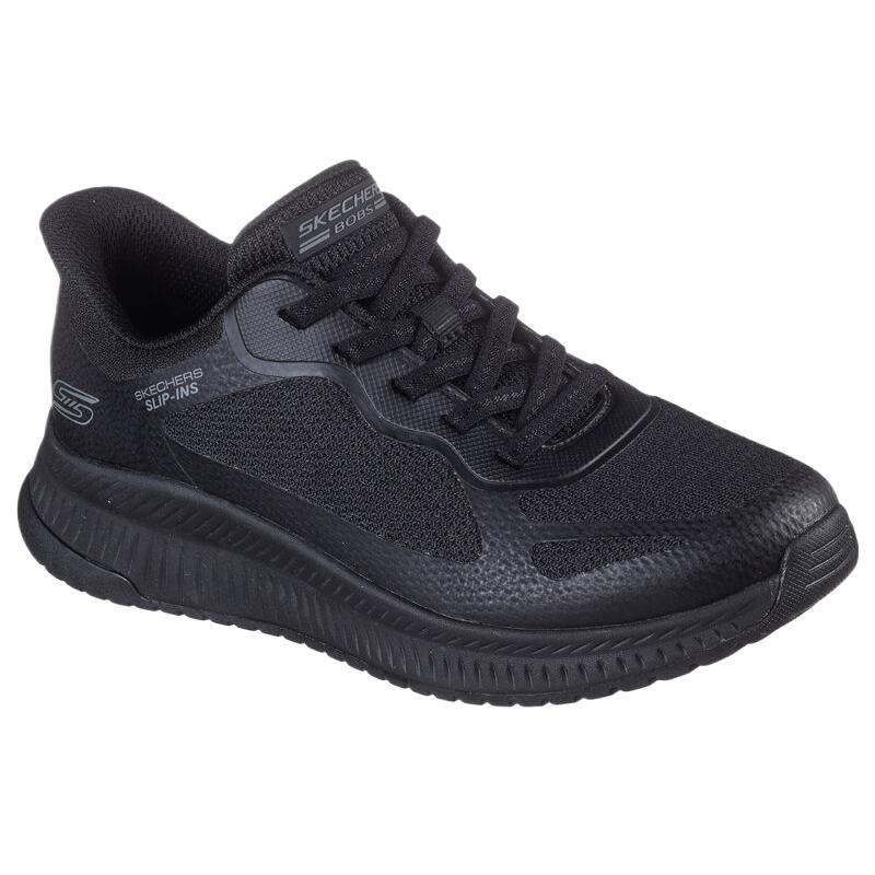 Skechers Bobs Squad 4 Mesh Synthetic Leather Staple Look Comfortable Fashionable Simple Low Top Training Shoes Women Sneaker Black 117624-BBK