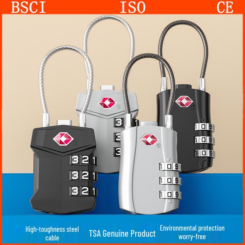 TSA-Approved Zinc Alloy Travel Cable Padlock with 3-Digit Combination