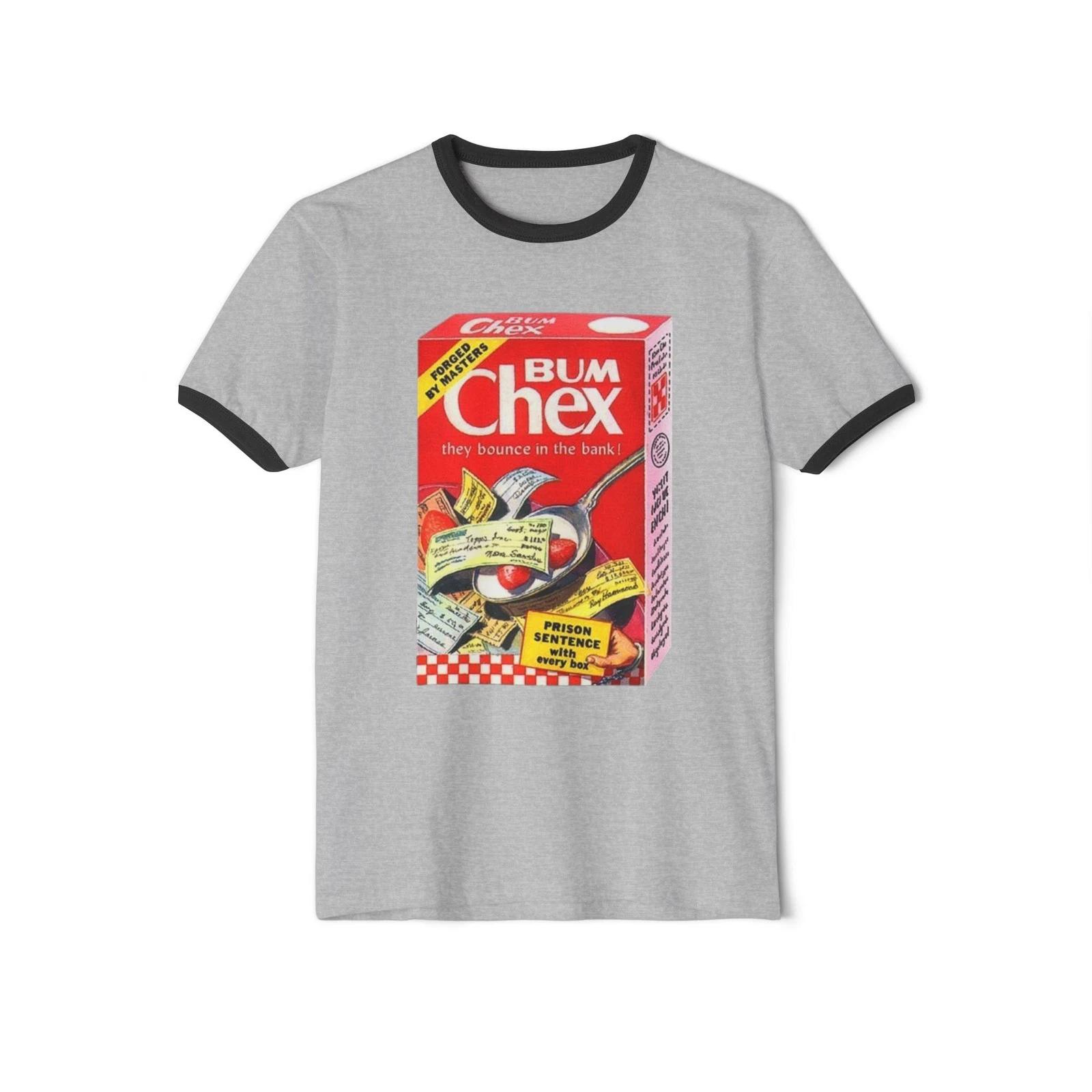 Wacky Packages Bum Chex Cereal Printed Ringer T shirt Funny Rice Chex Parody 3XL