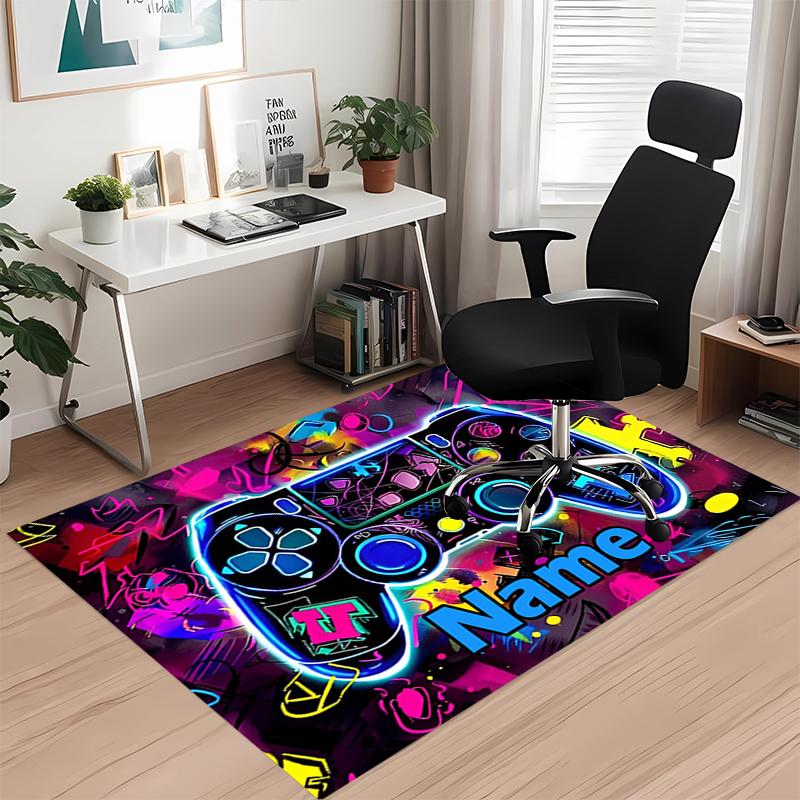 Custom Name Game Controller Printed Carpet, for Office Chair Living Room Bedroom Kitchen Room Decor Gifts.