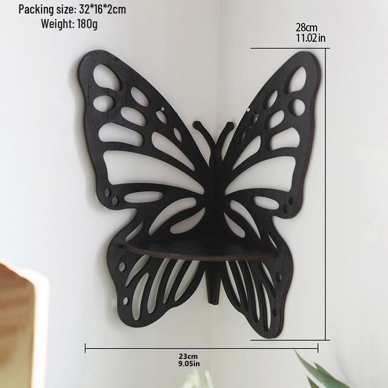 

Wooden Butterfly Crystal Storage Shelf - Simple Wall Ornament Decoration