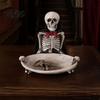 Halloween Party Supplies Skeleton Decorative Tray, Gothic Storage Tray with Black Cape Red Aromatherapy Holder Bow, Multifunctional Desktop Organizer
