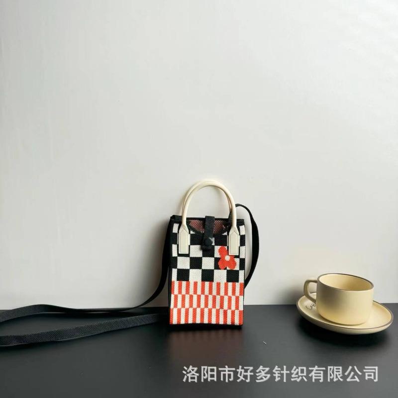 Premium Sense Ns Mobile Phone Bag New Cartoon Knitted Bag Dopamine Niche Versatile Messenger Shoulder Bag Handbag
